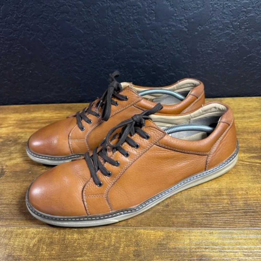 Johnston & Murphy J&M 1850 Prentiss 25-3210 Tan‎ Leather Sneakers Mens Size 12M